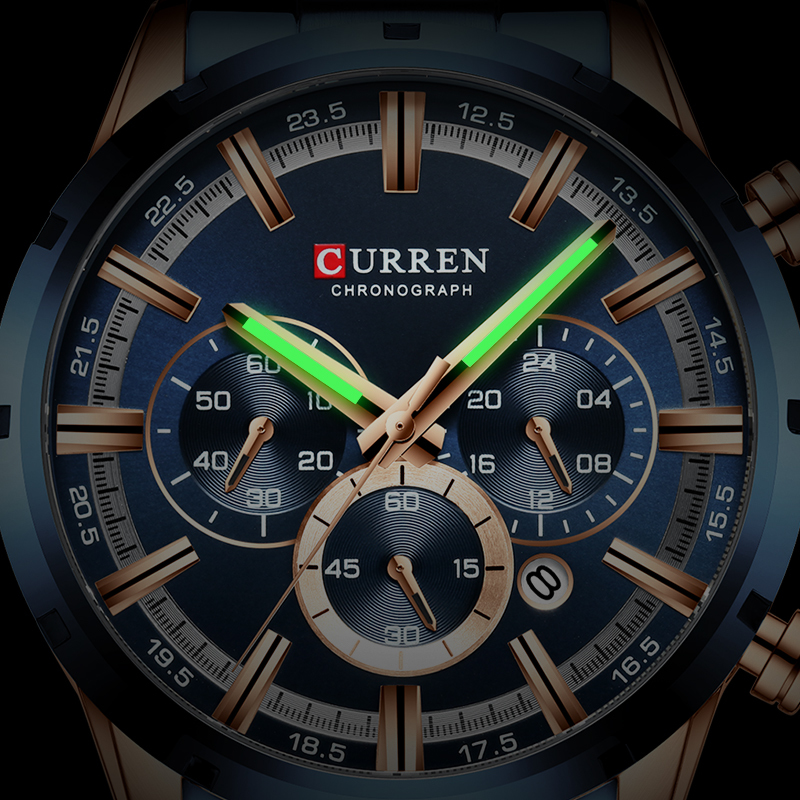 New CURREN Sport Men's Clock Stainless Steel Top Watch Chronograph Quartz Watch Men Dropshipping Relogio Masculino CX200805