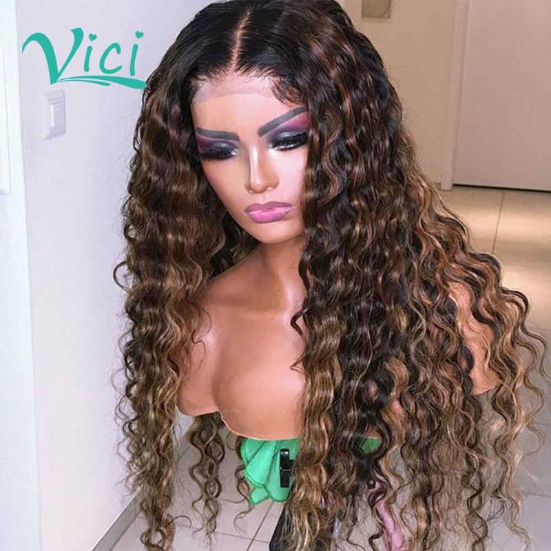Brown And Blonde Highlight Wig Brazilian Curly Ombre Human Hair Wigs Colored Deep Wave 180 Density Lace Front Wig Human Hair, As pic
Brown And Blonde Highlight Wig Brazilian Curly Ombre Human Hair Wigs Colored Deep Wave 180 Density Lace Front Wig Human Hair, As pic