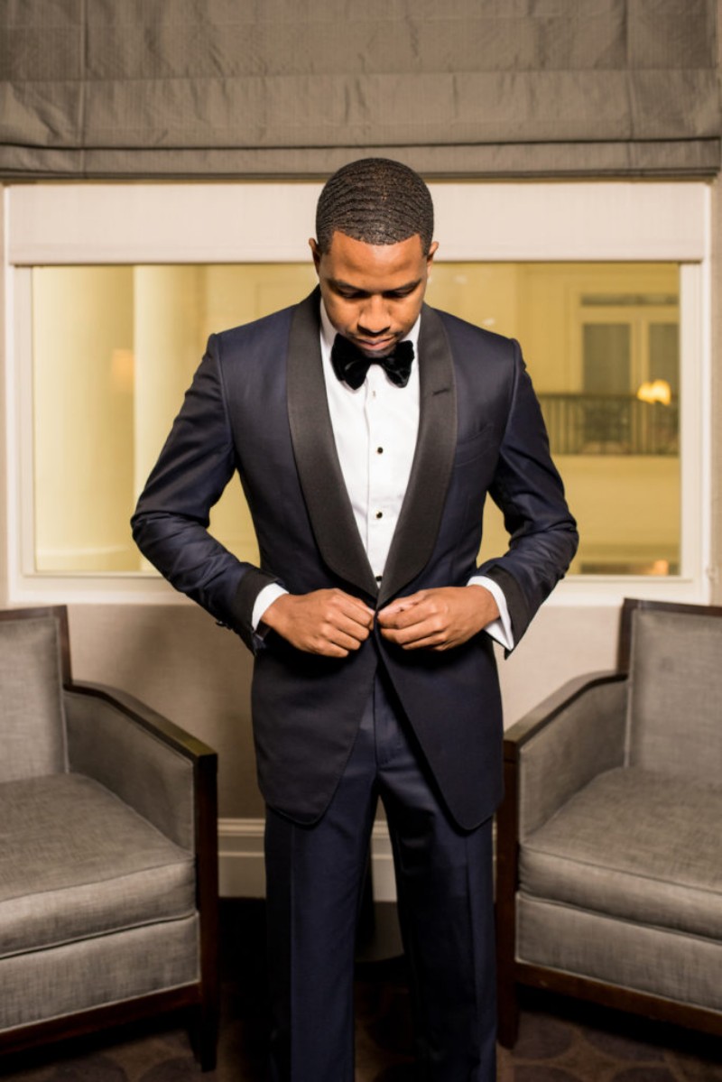 Dark Navy men suits two pieces Mens Prom Tuxedos Suits Latest Pants Jacket Design Slim Fit Tailor Blazer(Jacket+Pants+Bowtie)