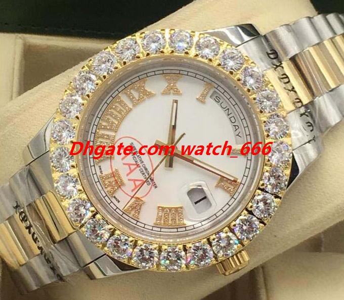 New Version Luxury Watch 4 Style Two Tone Mens 41mm II Bigger Diamond Bezel Watch Roman Dial Automatic Fashion Men's Watch Wristwatch, Slivery;brown
New Version Luxury Watch 4 Style Two Tone Mens 41mm II Bigger Diamond Bezel Watch Roman Dial Automatic Fashion Men's Watch Wristwatch, Slivery;brown