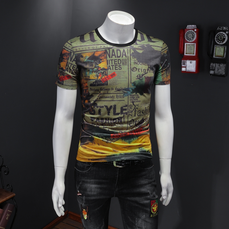 2020 summer new ice silk printing short-sleeved T-shirt tide men Korean version of the round neck half-sleeved bottoming shirt, White;black
2020 summer new ice silk printing short-sleeved T-shirt tide men Korean version of the round neck half-sleeved bottoming shirt, White;black
