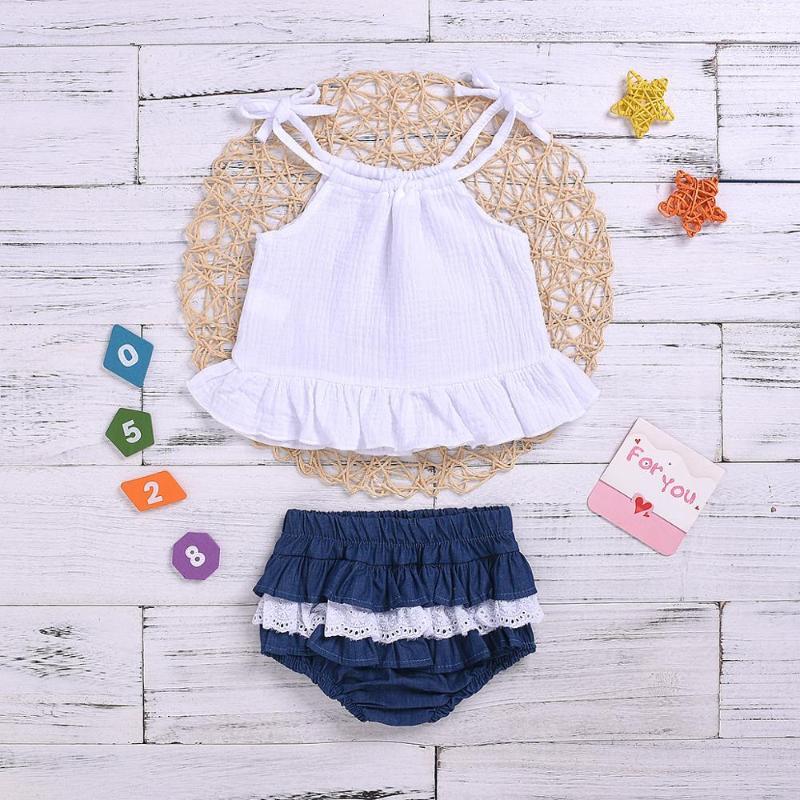 2020 Summer Children Sleeveless Suspender Top + Lace Shorts Suit Matching Set Girls Outfits Baby Clothes ropa de, White
2020 Summer Children Sleeveless Suspender Top + Lace Shorts Suit Matching Set Girls Outfits Baby Clothes ropa de, White