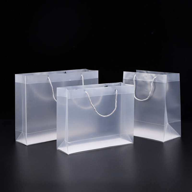 8 Size Frosted PVC plastic gift bags with handles waterproof transparent PVC bag clear handbag party favors bag custom logo LX1383