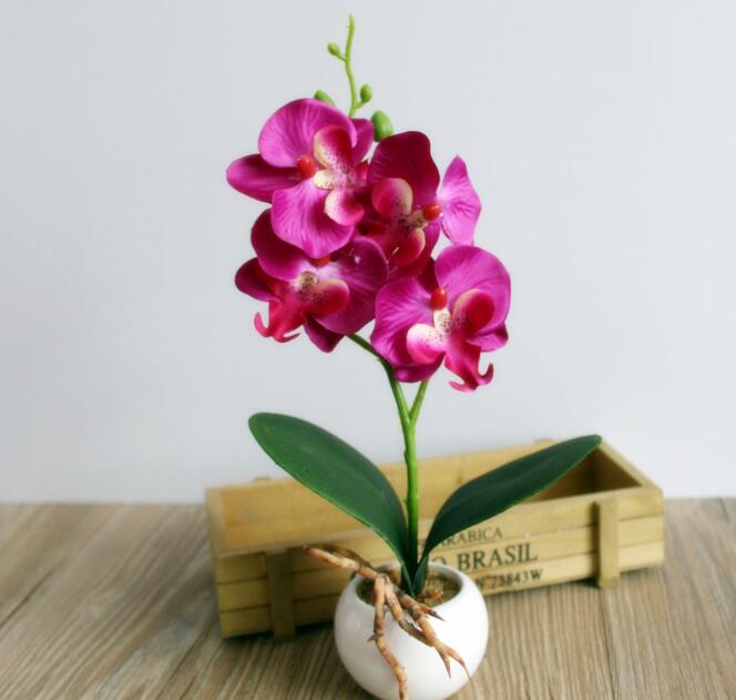 Mini Artificial Butterfly Orchid Bonsai DIY Artificial Butterfly Orchid Silk Flower Bouquet Bonsai Phalaenopsis Wedding Home Decoration