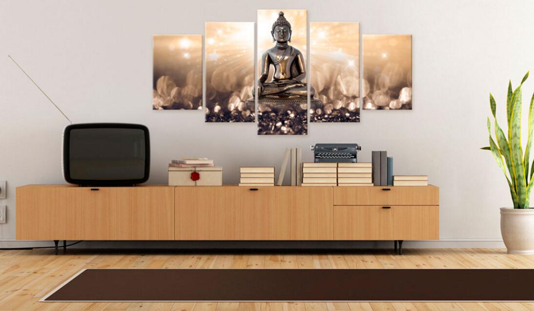 5pcs/set Unframed Modern Colorful Buddha Wall Decor Buddhism Art Oil Painting Print on Canvas Home Decor Canvas Painting Picture