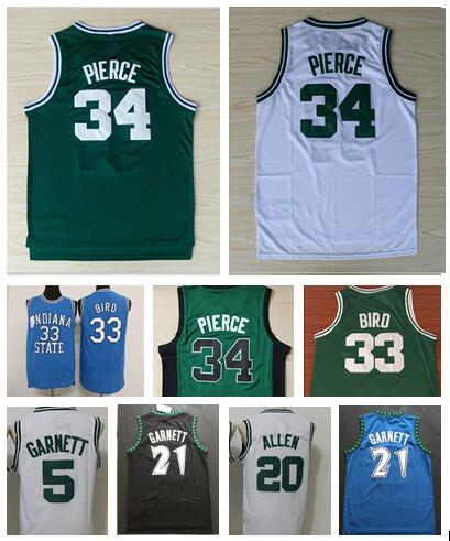 Top-Quality embroidery #34 Paul Pierce Jerseys white green Indiana State Sycamores 33# Larry Bird Jersey 20# Ray Allen 5 Kevin Garnett jerse, Cc12
Top-Quality embroidery #34 Paul Pierce Jerseys white green Indiana State Sycamores 33# Larry Bird Jersey 20# Ray Allen 5 Kevin Garnett jerse, Cc12