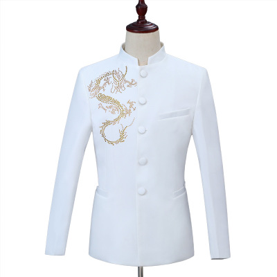 Crystal Men Wedding Suit Blazer Set Traditional Conference Daily Work Chinese Tunic Suit Stage Performance Drama Host Top Outfit, Gold crystal set
Crystal Men Wedding Suit Blazer Set Traditional Conference Daily Work Chinese Tunic Suit Stage Performance Drama Host Top Outfit, Gold crystal set