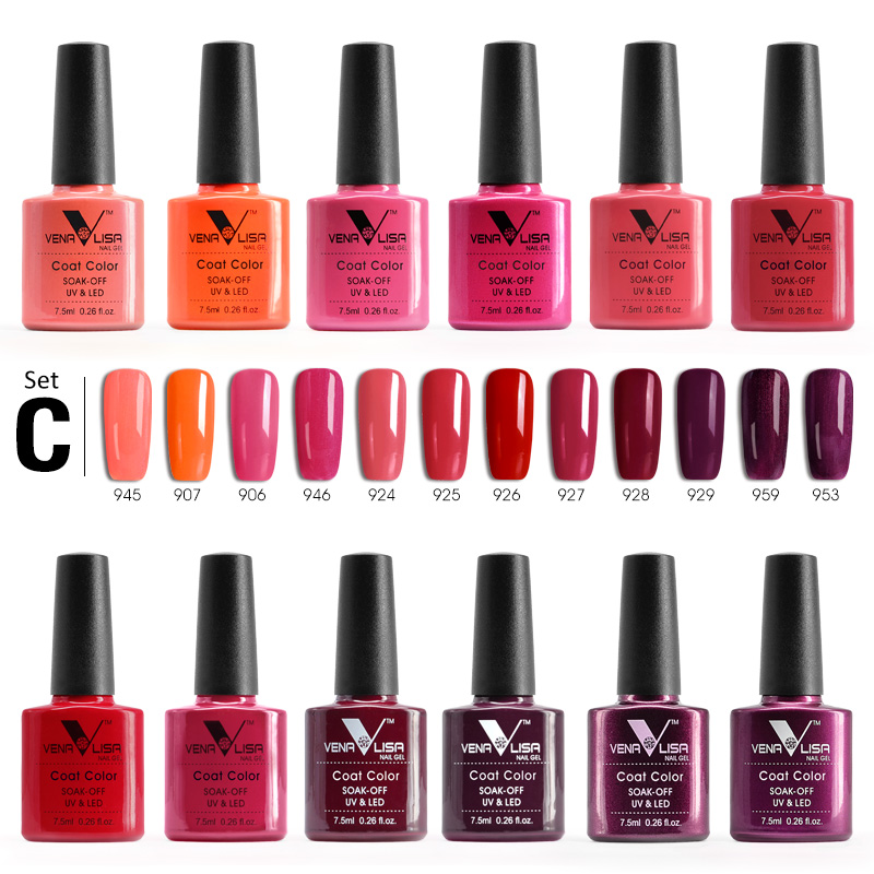 12pcs*7.5ml Gel Varnish Fast Shipment Original Nail Art Manicure 60 Colours Soak Off Gel Lacquer LED UV Nail Polish