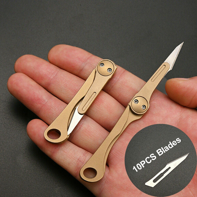 Outdoor EDC Brass Mini Keychain Pocket Folding Knife Utility Knife Surgical Knife with 10 Pcs #11 Replaceable Blades
Outdoor EDC Brass Mini Keychain Pocket Folding Knife Utility Knife Surgical Knife with 10 Pcs #11 Replaceable Blades