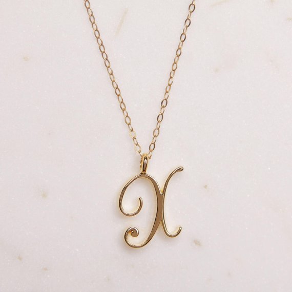 Gold Silver Swirl Initial Alphabet Letter Necklace All 26 English U-Z Cursive Luxury Monogram Name Word Pendant Chain Necklaces for Women