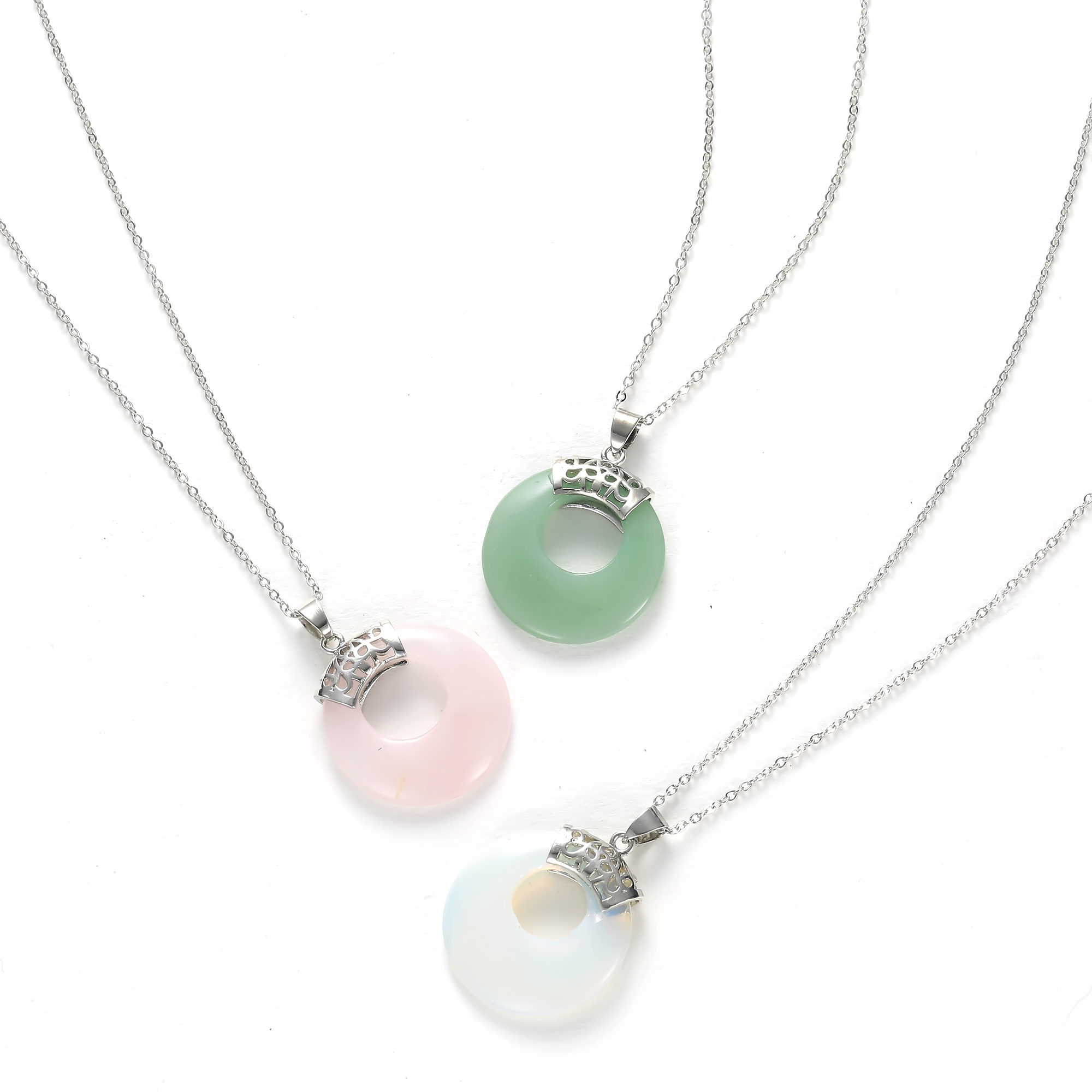 Nostalgia pendant men and women retro novelty popular simple new necklace natural crystal semi-precious stone chakra gem amulet lucky coin donut charm