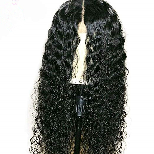 13x6 deep part curly Peruvian lace frontal human hair wig for black women 10-24inch 130%density water wave virgin wig 360
