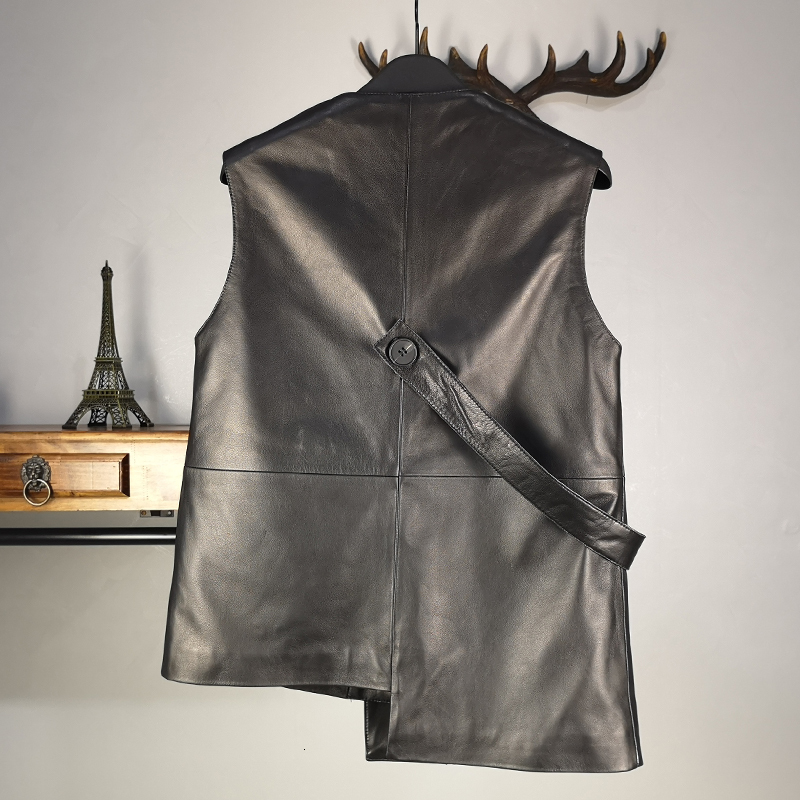 100% Leather Vest real female designer irregular sheepskin sleeveless coat brand orr style double button black vest
100% Leather Vest real female designer irregular sheepskin sleeveless coat brand orr style double button black vest