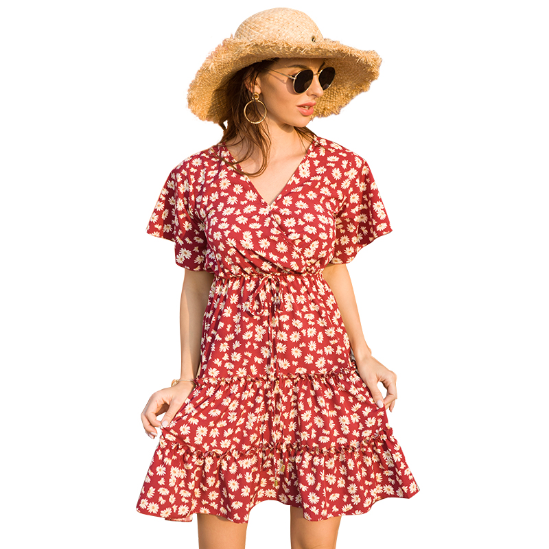 Summer Chiffon Casual Dress 2020 Boho Beach Dress Fashion Short Sleeve V-neck Flower A-line Party Dresses Sundress Vestidos
Summer Chiffon Casual Dress 2020 Boho Beach Dress Fashion Short Sleeve V-neck Flower A-line Party Dresses Sundress Vestidos