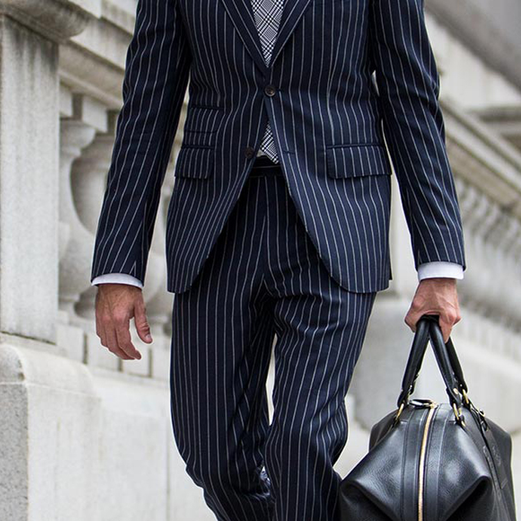 Blue Pinstripe Wedding Groom Wear One Button 2 Pieces Men Formal Suits Custom Made High Quality Blazer