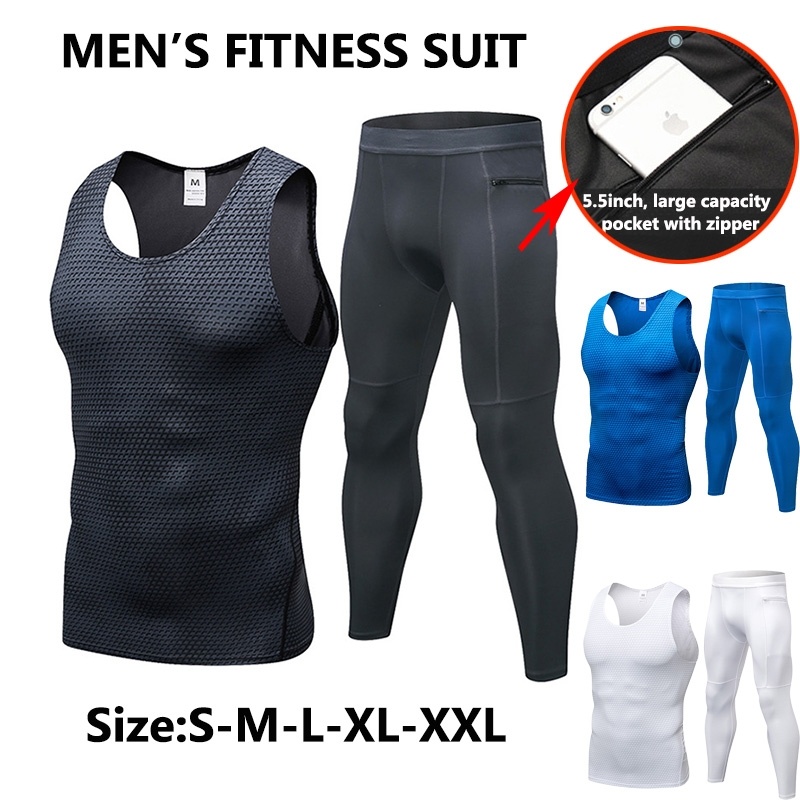 Compression Jogging Suit For Men Workout Athletic Muscle Tank+Pants Suit Elastic Men's Running Set Fitness Tight Sport Suit Gym Sportswear, Blue
Compression Jogging Suit For Men Workout Athletic Muscle Tank+Pants Suit Elastic Men's Running Set Fitness Tight Sport Suit Gym Sportswear, Blue