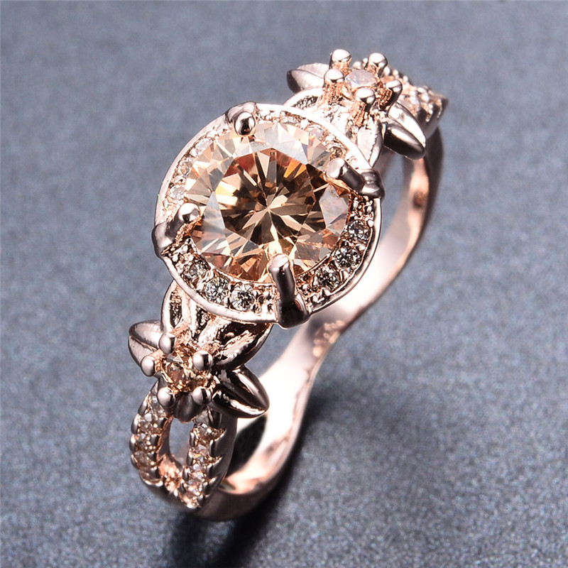 Cluster Rings Female Champagne Crystal Stone Ring Dainty Rose Gold Big Engagement Charm Hollow Round Wedding For Women
Cluster Rings Female Champagne Crystal Stone Ring Dainty Rose Gold Big Engagement Charm Hollow Round Wedding For Women