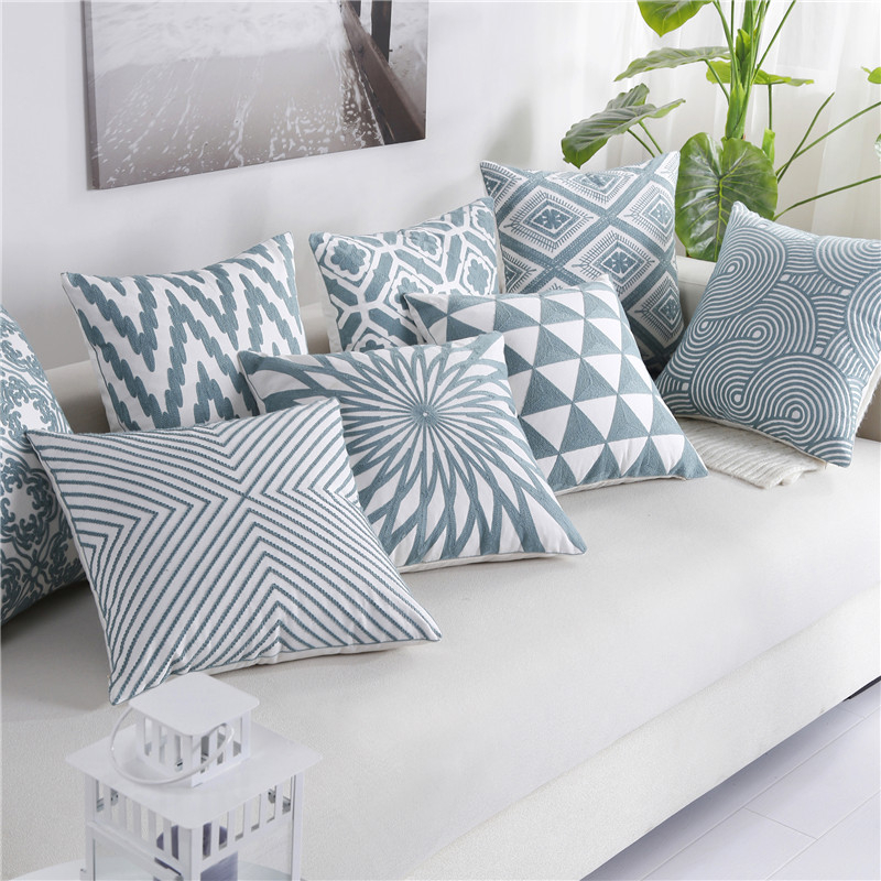 Blue White Cushion Cover Fashion Geometric Embroidery Pillow Case For Sofa Bed Car Simple Decorative Cushion Covers 45x45cm
Blue White Cushion Cover Fashion Geometric Embroidery Pillow Case For Sofa Bed Car Simple Decorative Cushion Covers 45x45cm