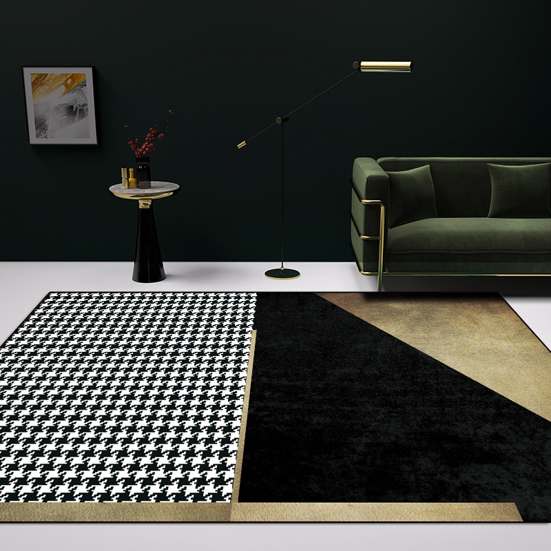 Carpets 3D Geometric Gold Dark Green Carpet Black White Kitchen Living Room Bedroom Parlor Sofa Floor Mat Home Decorative Custom