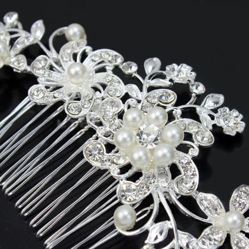 Bling Crystal Pearls Bridal Headpieces Hairs Comb Crowns and Tiaras Headband Bohemian Wedding Accessories For Women Pearls Bride Headpiece Hair Pins 2
