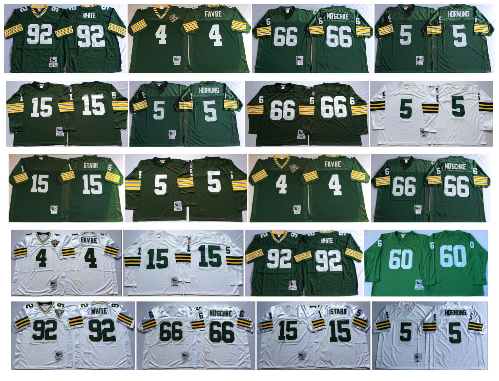 Retro Jersey 4 Brett Favre 15 Bart Starr 66 Ray Nitschke 92 Reggie White 5 Paul Hornung Green White &N Football, As pic
Retro Jersey 4 Brett Favre 15 Bart Starr 66 Ray Nitschke 92 Reggie White 5 Paul Hornung Green White &N Football, As pic