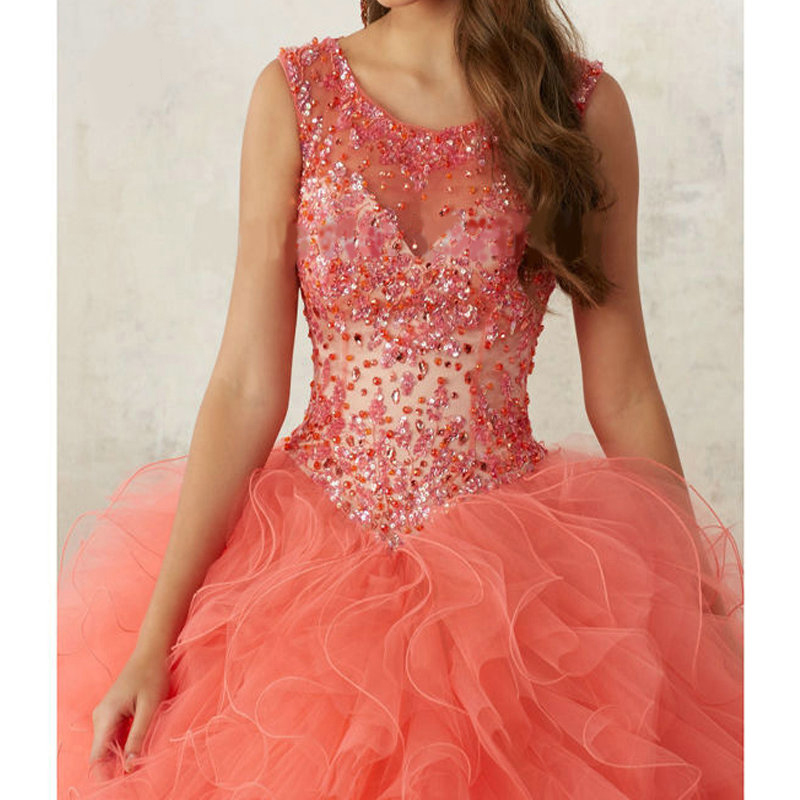 New Arrival Sweet 16 Dresses luxurious Beading with Crystal Ball Gowns Cap Sleeve Scoop Quinceanera Dresses 2020 for 15 years