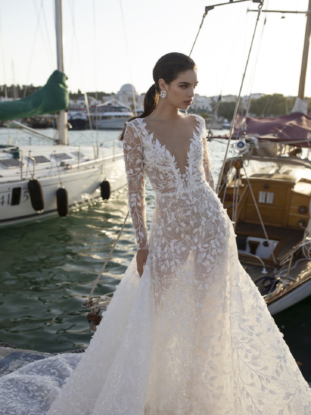 lian rokman wedding dresses deep v neck lace appliqued bohemian bridal gowns a line boho wedding dress vestido de novia