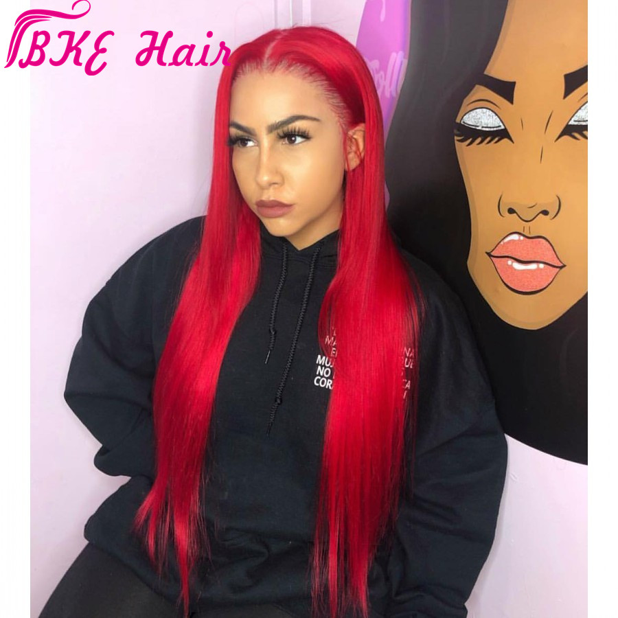 Free shipping High quality red /Blonde/pink brazilian Lace Front Wig for black women 13x4 straight lace frontal wig synthetic Pre Plucked With Baby Ha