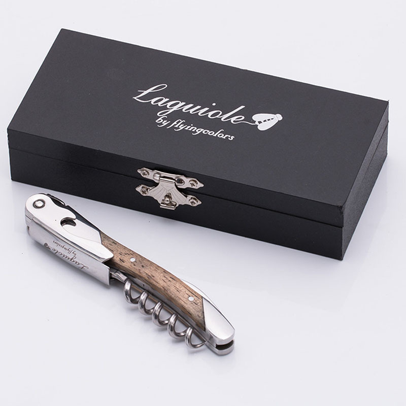 Laguiole Style Wood Handle Corkscrew Wine Opener Knife Stainless Steel Sommelier Beer Can Bottle Openers Foil Cutter in Gift Box Y200405