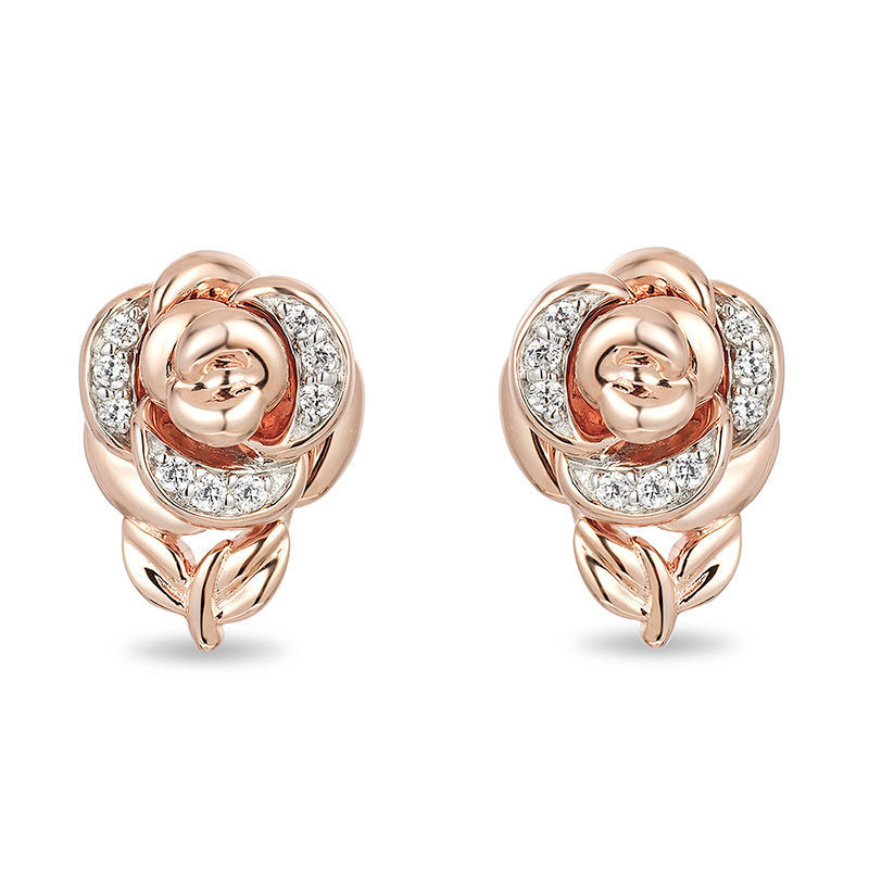 Rose Gold Flower Diamond Jewelry Set Ring Engagement Rings For Women Wedding Jewelry Wedding Rings Accessory Necklace Ring Earrings