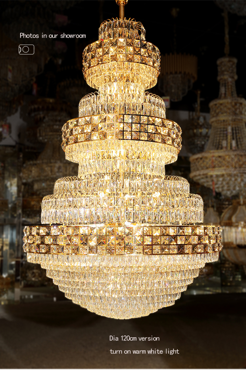 American Crystal Chandelier LED Light European Modern Crystal Chandeliers Lights Fixture Hotel Home Big Long Hanging Lamp Dia120cm/150cm