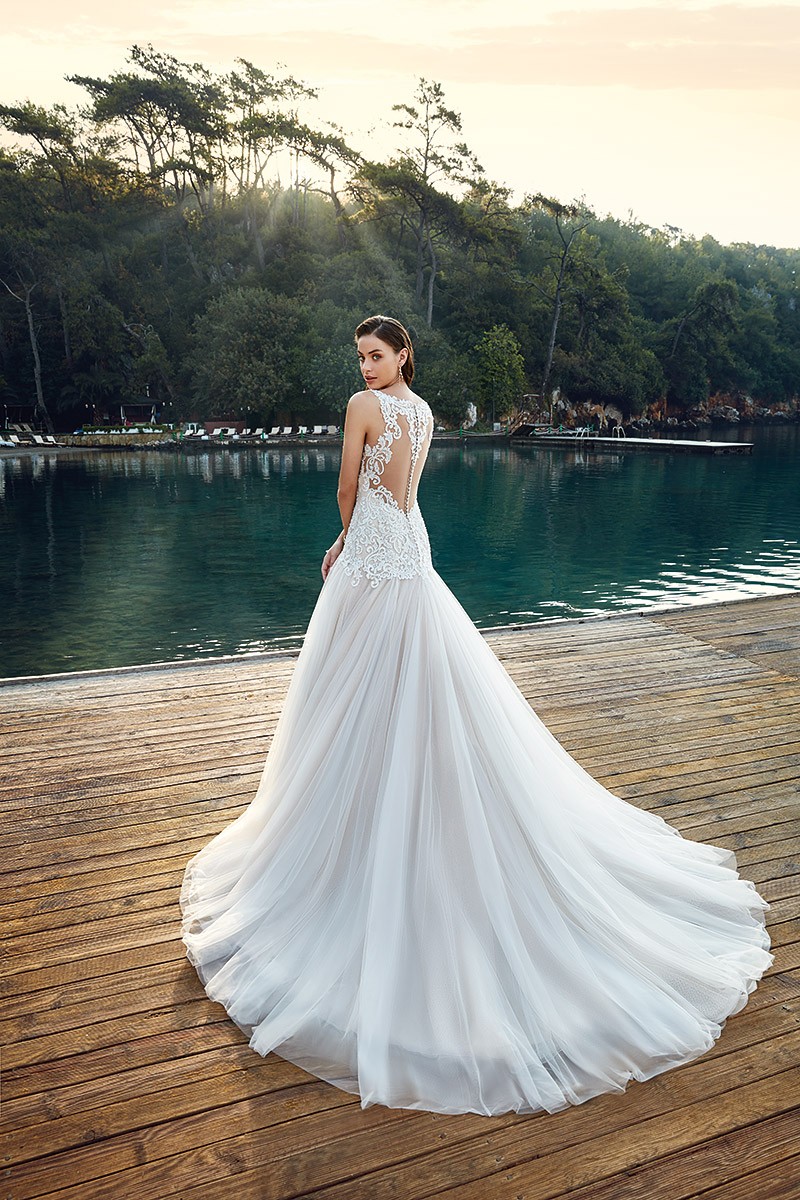 eddy k mermaid wedding dresses v neck lace appliques sweep train bridal gowns plus size beach wedding dress robe de marie