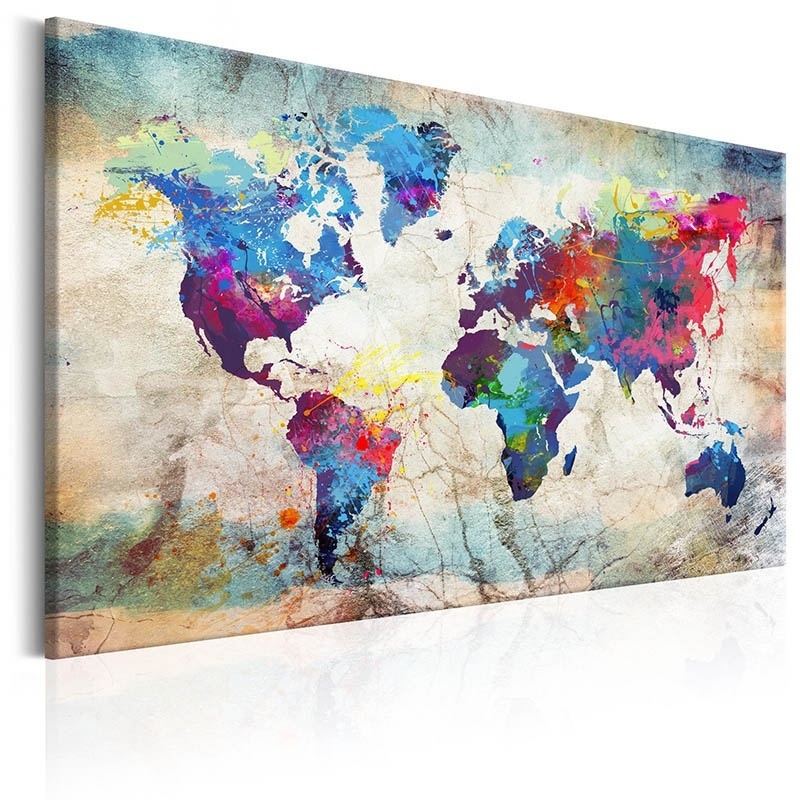 Unframed 1 Panel Large HD Printed Canvas Print Painting World Map Home Decoration Wall Pictures for Living Room Wall Art on Canvas