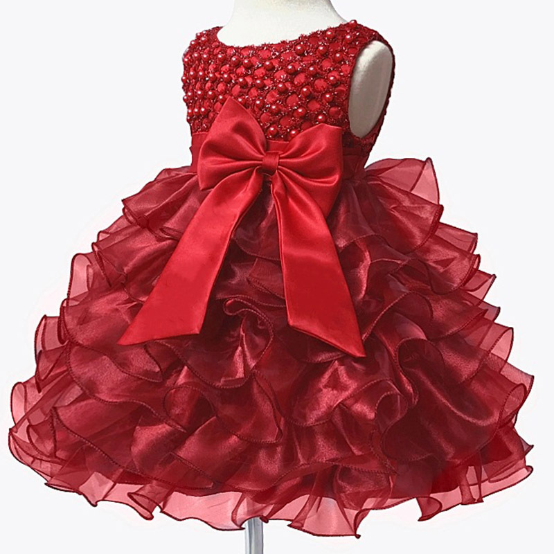 Baby Kids Pearl Princess Baptism Party Tutu Dress For Girls Infant Girl's Christening Birthday Dress Toddler Carnival Vestidos Y19061101