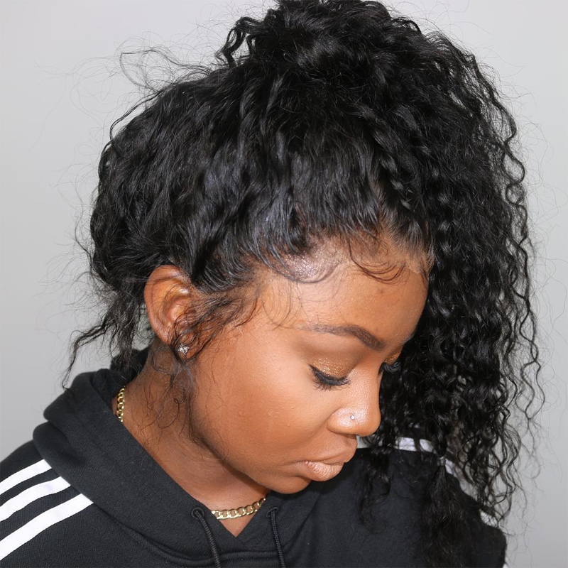Glueless Deep Wave Lace Front Wigs for Black Women 100% human hair water wave Wigs 360 virgin hair free ship 130 density