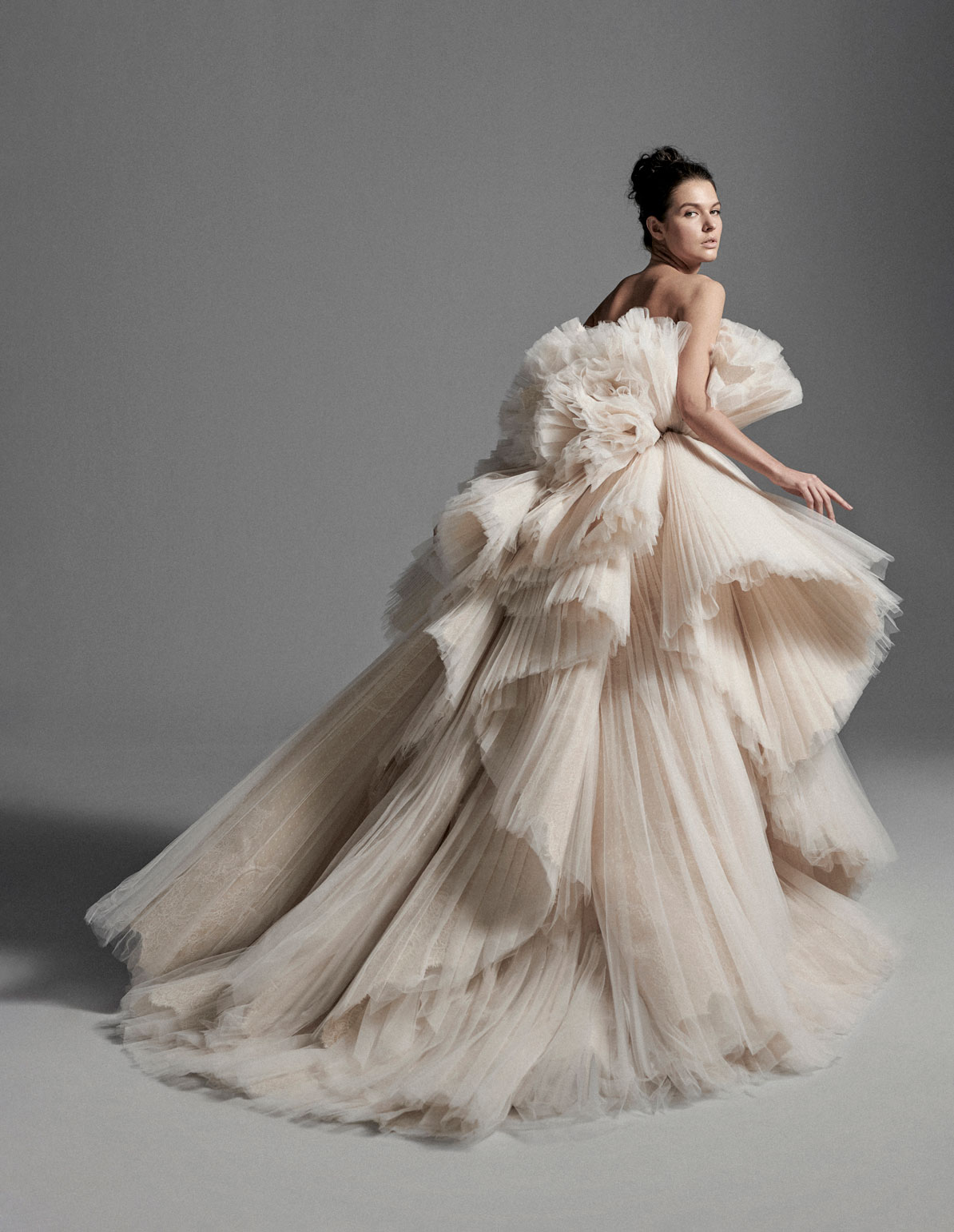 2020 Krikor Jabotian Wedding Dresses Strapless Tulle Ruffles Tiered Skirts Embroidery Wedding Dress Luxury Custom Made Abiti Da Sposa