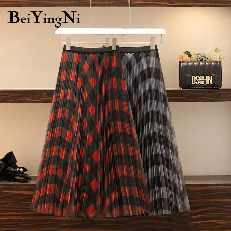 Beiyingni Vintage Plaid Skirt Women Summer -4XL 2020 Fashion Casual All-match Midi Pleated Skirts Lady Mesh High Street Faldas, Gray
Beiyingni Vintage Plaid Skirt Women Summer -4XL 2020 Fashion Casual All-match Midi Pleated Skirts Lady Mesh High Street Faldas, Gray