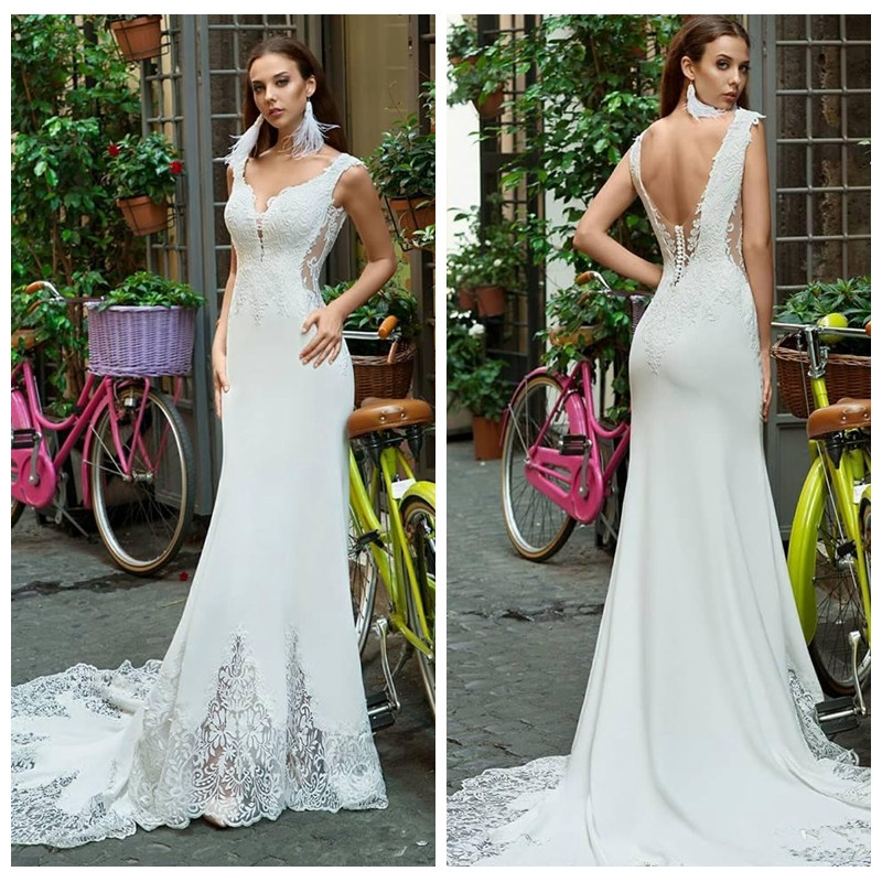 Slim Mermaid Wedding Dresses 2020 Sleeveless Bridal Gowns Sexy Backless Sweep Train Long Formal Custom Plus Size Vestidos De Mariee Simple, Same as image
Slim Mermaid Wedding Dresses 2020 Sleeveless Bridal Gowns Sexy Backless Sweep Train Long Formal Custom Plus Size Vestidos De Mariee Simple, Same as image