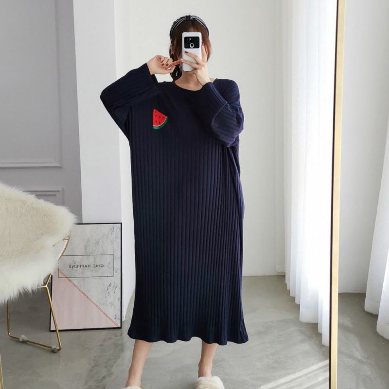 Women Cute Solid Color Cotton Round Neck Long Sleeve Nightdress Lingerie Cartoon Print Home Clothing 2019
Women Cute Solid Color Cotton Round Neck Long Sleeve Nightdress Lingerie Cartoon Print Home Clothing 2019
