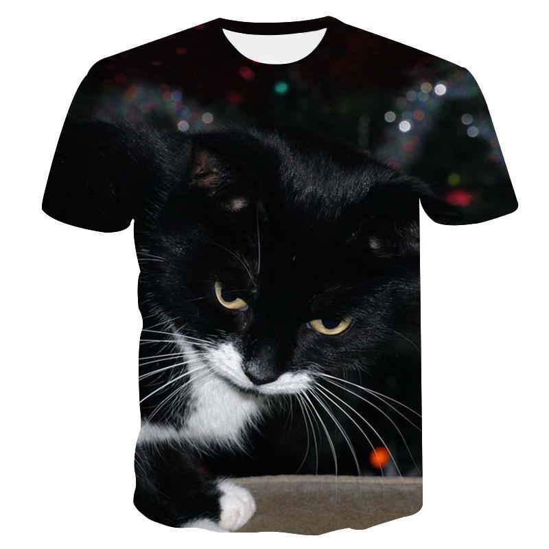 Night cat lady T-shirt women's short sleeves top 3d harajuku Tees top plus size animal T-shirt t shirt women Drop Ship M-5X