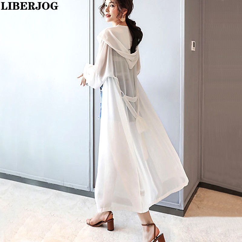 LIBERJOG Women Chiffon Sunscreen Loose Hooded Long Coat Perspective Summer Female Cardigan Clothes Long Outwear Sleeve, Black
LIBERJOG Women Chiffon Sunscreen Loose Hooded Long Coat Perspective Summer Female Cardigan Clothes Long Outwear Sleeve, Black