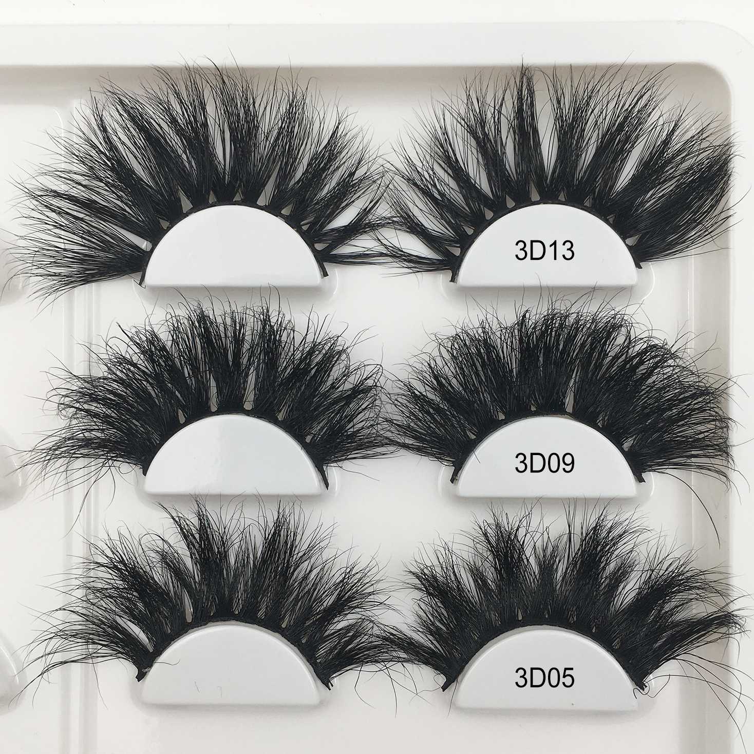 Mink Lashes 25mm Fluffy Messy Reusable 3D Eyelashes Wholesale Bulk Real Mink Eyelashes Makeup False Eye Lashes