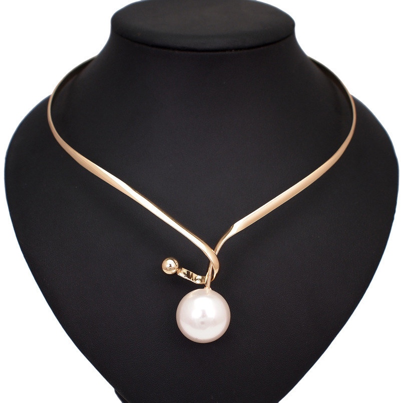 Alloy Torques Simulated Pearl Pendants Necklaces for Women Simple Design Statement Metal Collar Designer Choker Necklace Jewelry
Alloy Torques Simulated Pearl Pendants Necklaces for Women Simple Design Statement Metal Collar Designer Choker Necklace Jewelry