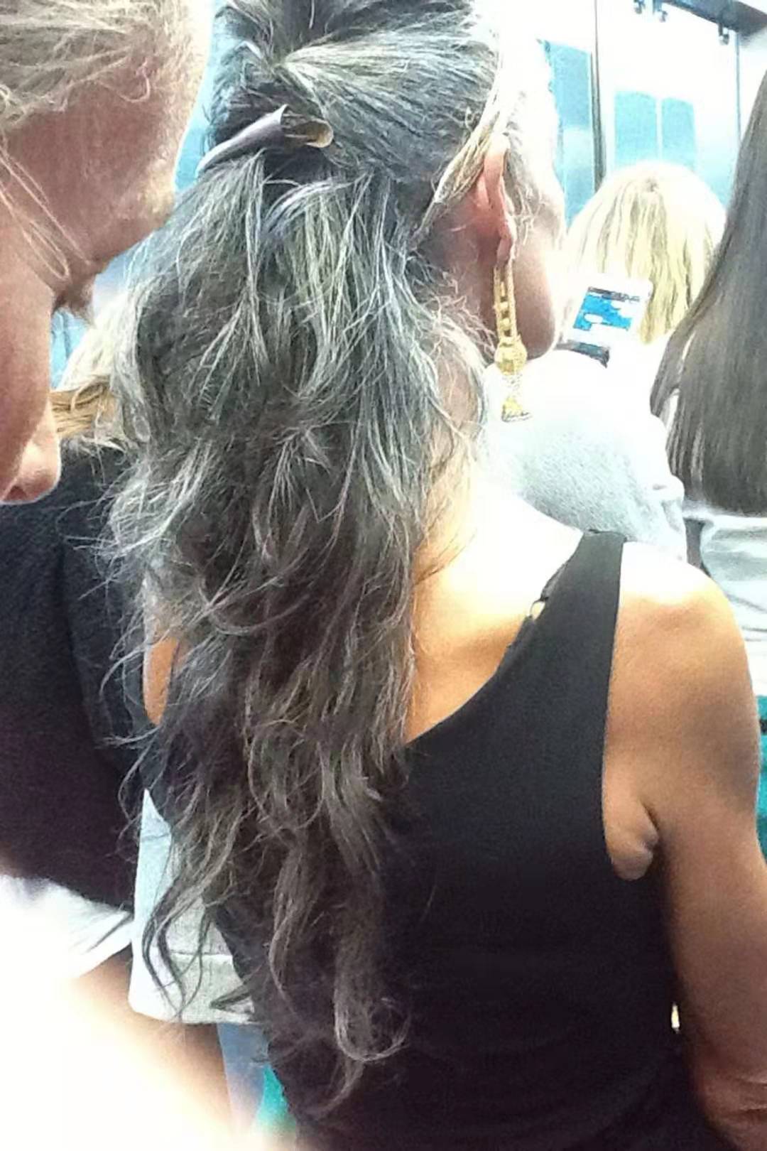 Blend human salt n pepper natural grey ponytail extension silver mixed gray women gray hairpiece 10-24inch
