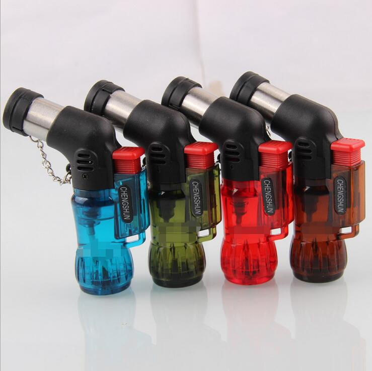 

Mini Plastic Torches torch Jet lighter Windproof Butane flame Refillable Micro Culinary Cigarette lighters Cigar igniter 4 colors