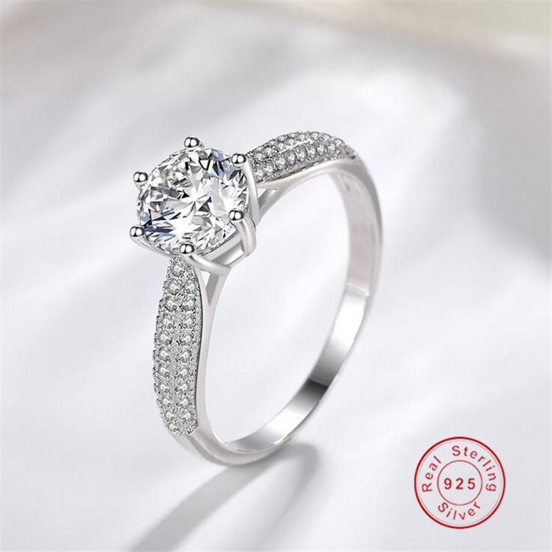 Victoria Wieck Wedding band Ring Luxury Jewelry Real 925 Sterling Silver Round Cut White Topaz CZ Diamond Women Engagement Bridal Ring Gift