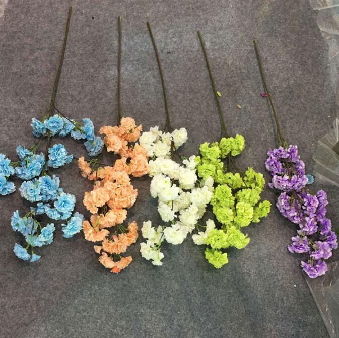 2020 Diy Silk Artificial Cherry Blossoms Branch Flower Silk Wisteria Vines for Home Wedding party Decoration Flower Bouquet 5pcs