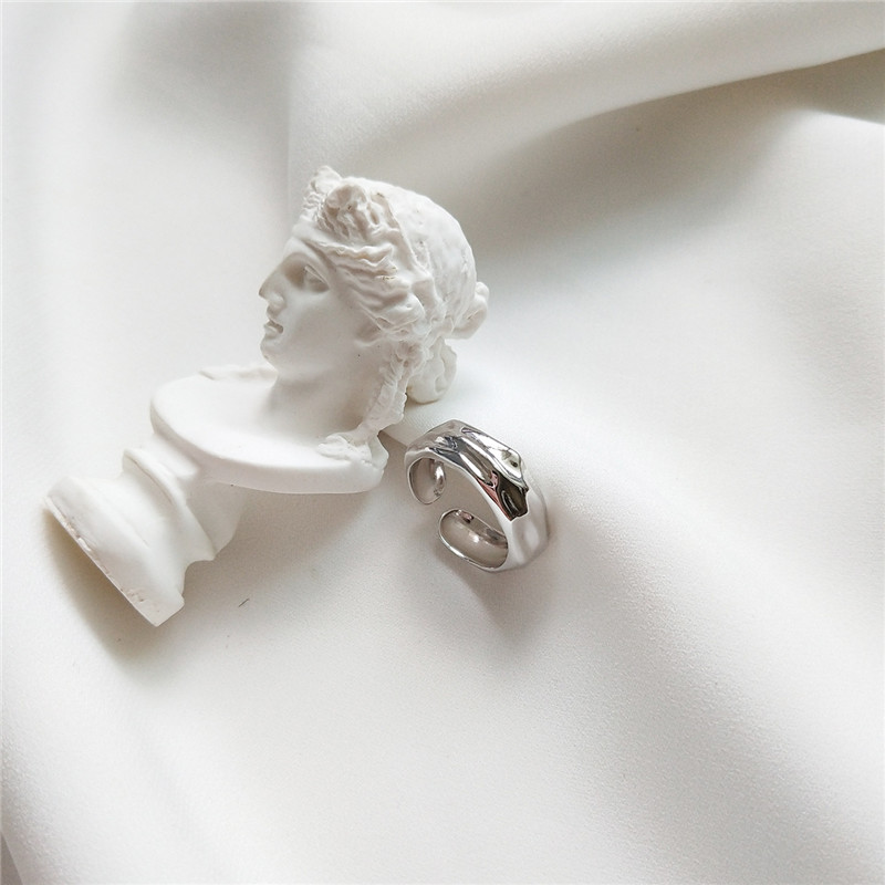 Authentic 925 Sterling Silver Tin Foil Paper Style Open Size Rings New Fashion Simple Adjustable Statement Ring For Women