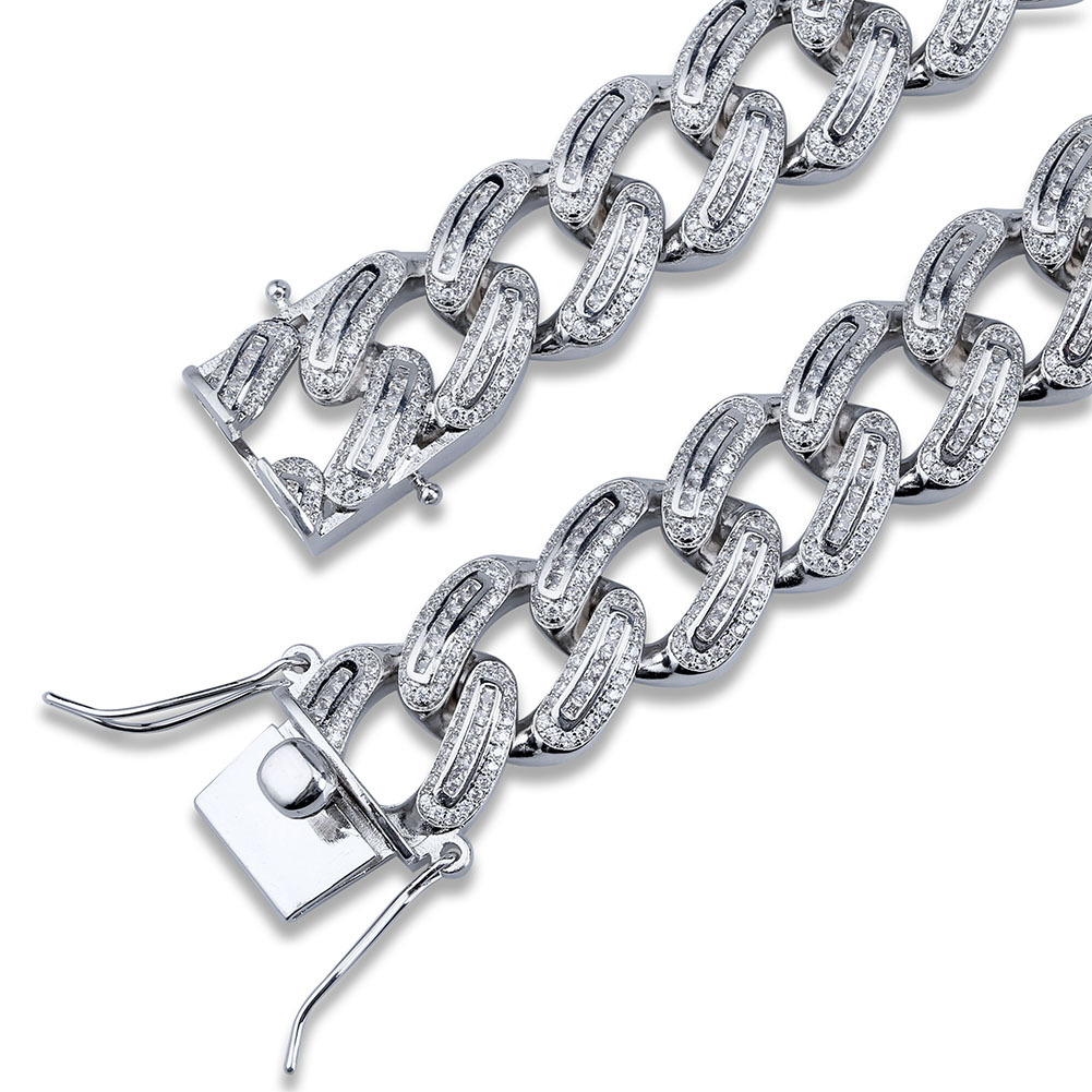18mm 18K Gold Hip Hop Iced Out Mens Cuban Link Chain Necklace Full Diamond Miami Curb Chains Rock Choker Jewelry Gifts for Guys Wholesale Bijoux Colla
