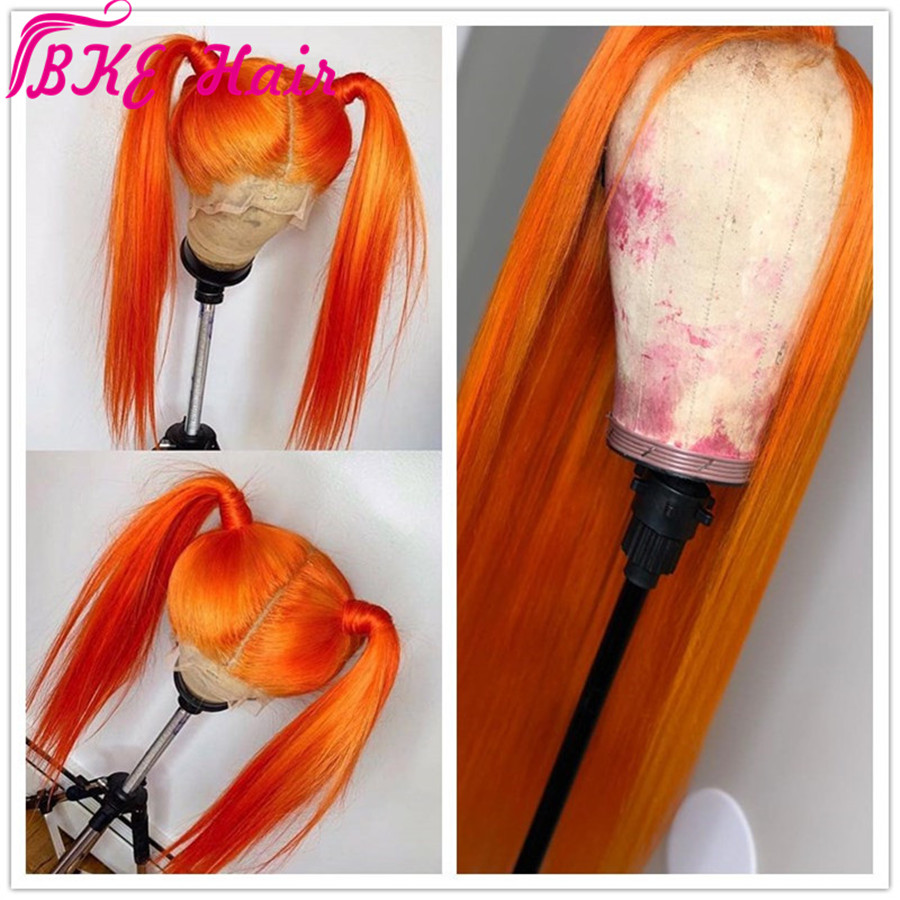 High quality 180density 360 lace frontal full Hair Wigs Long straight Orange Synthetic Lace Front Wig For Women Costume